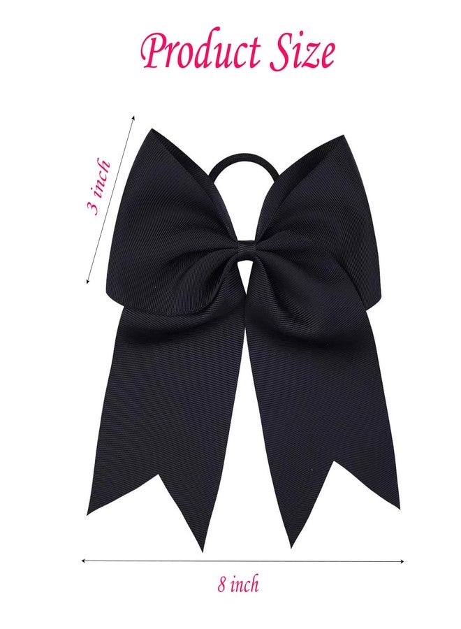 chiduerm 16 Pcs Large Cheer Hair Bows Grosgrain Ribbon Elastic Bands Handmade Ponytail Holder For Cheerleading Girls School College Sports (Large Black) - Image 2